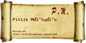 Pittik Mátyás névjegykártya